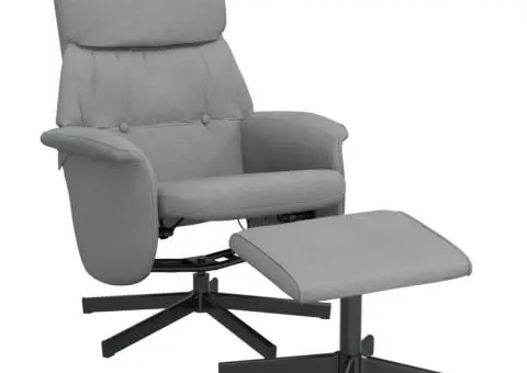 Scaun de relaxare cu taburet, gri deschis, textil - 2/5