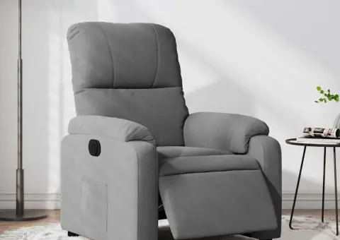 Fotoliu rabatabil electric, gri deschis, microfibră - 1/5