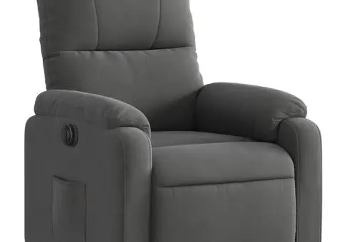 Fotoliu rabatabil electric, gri deschis, microfibră - 4/5