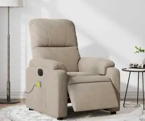 vidaXL Fotoliu de masaj rabatabil electric, gri taupe, microfibră