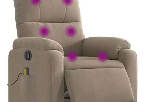 Fotoliu de masaj rabatabil electric, gri taupe, microfibră - 3/5