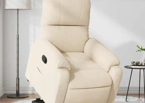 Fotoliu rabatabil cu ridicare, bej, microfibră - 1/5