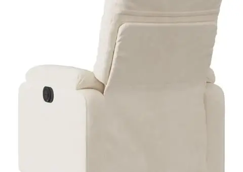 Fotoliu rabatabil cu ridicare, bej, microfibră - 4/5