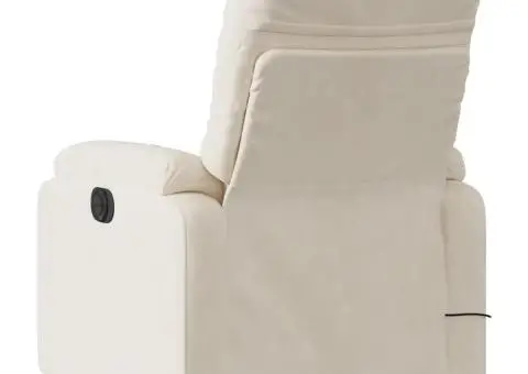 Fotoliu de masaj rabatabil cu ridicare, bej, microfibră - 5/5