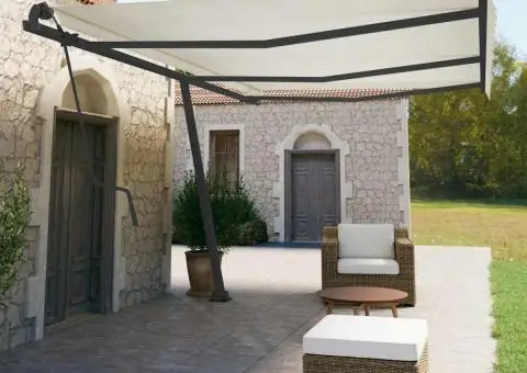 Set stâlp pentru copertină, antracit, 600x245 cm, fier - 1/5