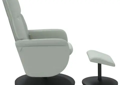 Fotoliu de masaj rabatabil cu taburet, gri deschis, catifea - 5/5