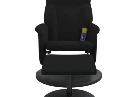 Fotoliu de masaj rabatabil cu taburet, negru, catifea - 4/5