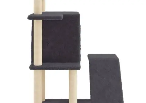 Ansamblu de pisici, stâlpi din funie sisal, gri închis, 97 cm - 5/5