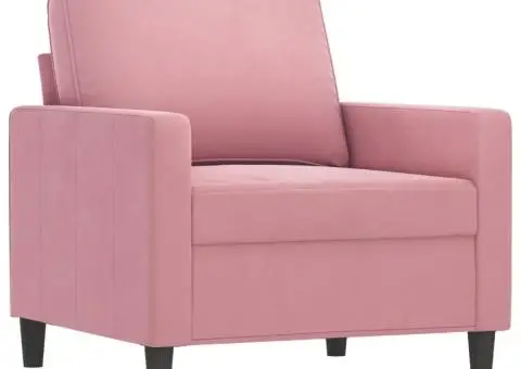 Canapea de o persoană, Roz, 60 cm, catifea - 2/5