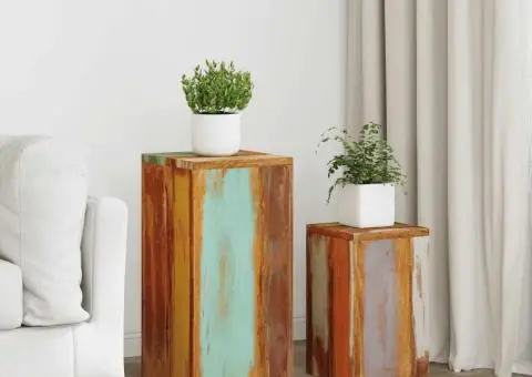 Suporturi pentru plante, 2 buc., lemn masiv reciclat - 1/5