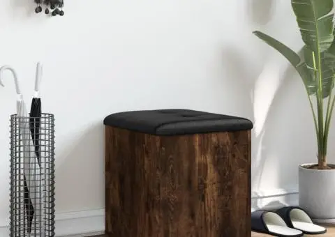 Bancă de pantofi, stejar fumuriu, 42x42x45 cm, lemn prelucrat - 3/5