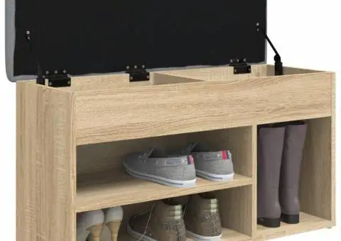 Bancă de pantofi stejar sonoma 82x32x45,5 cm lemn prelucrat - 4/5