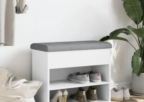 Bancă de pantofi, alb, 62x32x50 cm, lemn prelucrat - 3/5