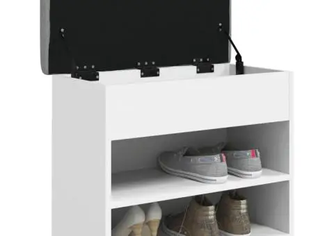 Bancă de pantofi, alb, 62x32x50 cm, lemn prelucrat - 4/5