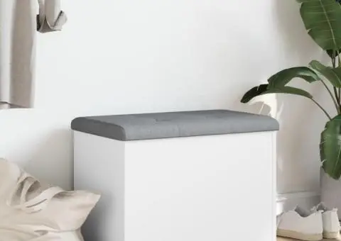 Bancă de depozitare, alb , 62x42x45 cm, lemn prelucrat - 3/5