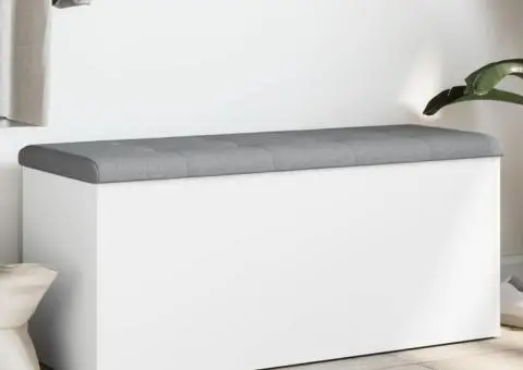 Bancă de depozitare, alb , 102x42x45 cm, lemn prelucrat - 1/5