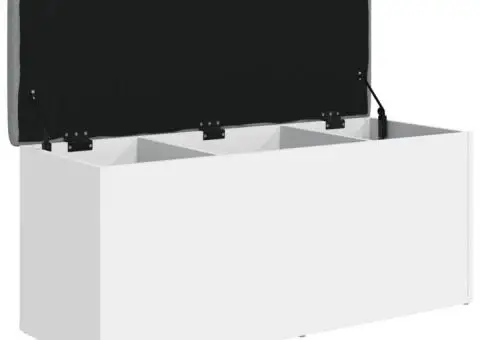 Bancă de depozitare, alb , 102x42x45 cm, lemn prelucrat - 4/5