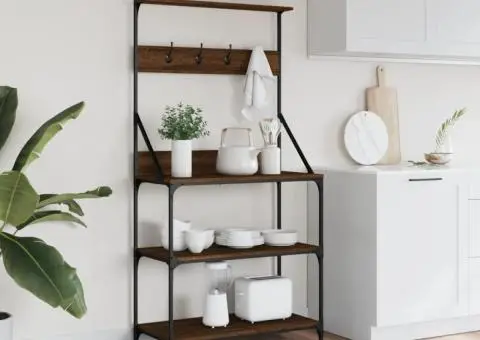 Raft brutărie cu cârlige și 4 niveluri, stejar maro - 3/5