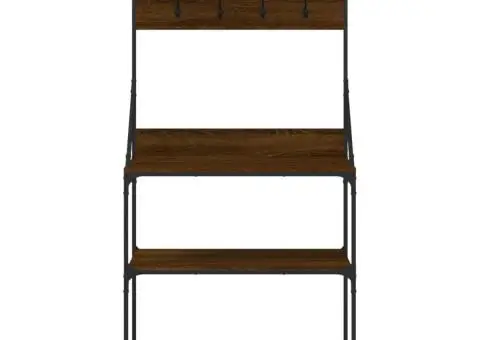 Raft brutărie cu cârlige și 4 niveluri, stejar maro - 5/5