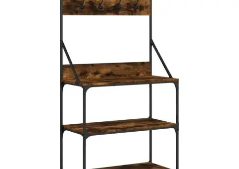 Raft brutărie cu cârlige și 4 niveluri, stejar fumuriu - 2/5