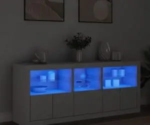 vidaXL Dulap cu lumini LED, alb, 162x37x67 cm