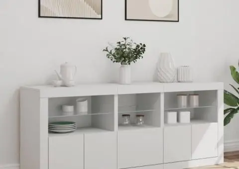 Dulap cu lumini LED, alb, 162x37x67 cm - 3/5