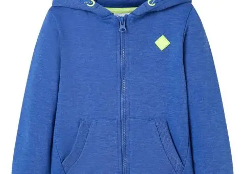 Hanorac pentru copii cu glugă și fermoar, albastru melanj, 104 - 1/5