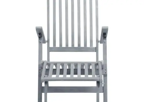 Șezlong exterior, suport picioare și pernă, lemn masiv acacia - 3/5