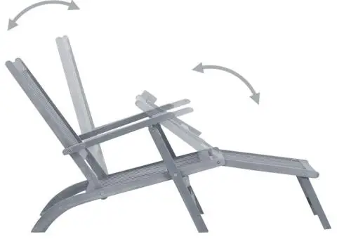 Șezlong exterior, suport picioare și pernă, lemn masiv acacia - 4/5