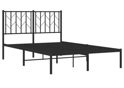 Cadru de pat metalic cu tăblie, negru, 120x190 cm - 4/5
