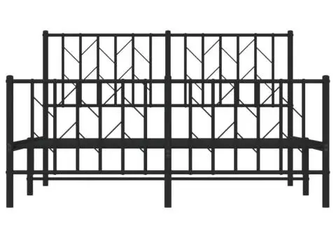 Cadru pat metalic cu tăblie de cap/picioare, negru, 140x190 cm - 5/5