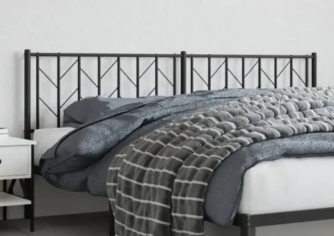 Tăblie de pat metalică, negru, 193 cm - 3/5