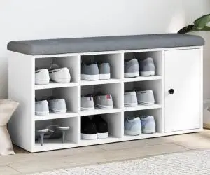 vidaXL Bancă de pantofi, alb, 102x32x50 cm, lemn prelucrat