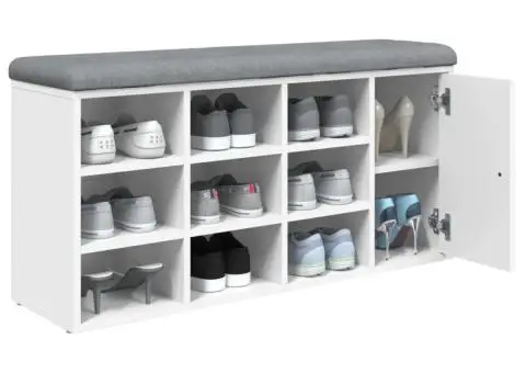 Bancă de pantofi, alb, 102x32x50 cm, lemn prelucrat - 4/5