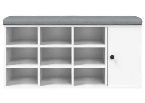 Bancă de pantofi, alb, 102x32x50 cm, lemn prelucrat - 5/5