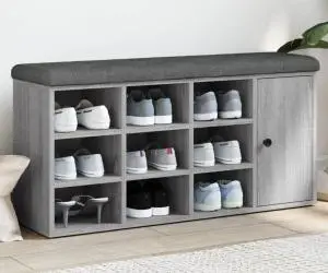 vidaXL Bancă de pantofi, gri sonoma, 102x32x50 cm, lemn prelucrat