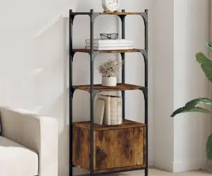 vidaXL Bibliotecă 3 niveluri, stejar fumuriu, 41x30x109,5 cm, lemn