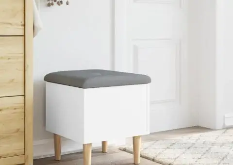 Bancă de depozitare, alb, 42x42x46 cm, lemn prelucrat - 3/5