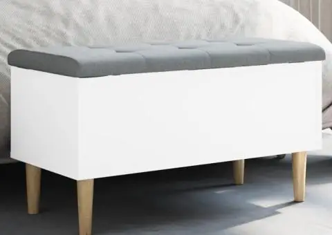 Bancă de depozitare, alb, 82x42x46 cm, lemn prelucrat - 1/5