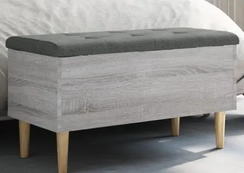 Bancă de depozitare, gri sonoma, 82x42x46 cm, lemn prelucrat - 1/5