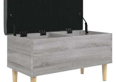 Bancă de depozitare, gri sonoma, 82x42x46 cm, lemn prelucrat - 4/5