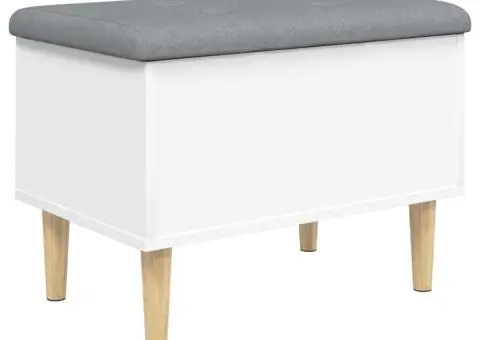 Bancă de depozitare, alb, 62x42x46 cm, lemn prelucrat - 2/5