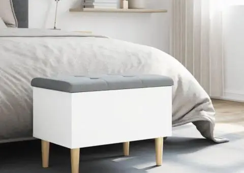 Bancă de depozitare, alb, 62x42x46 cm, lemn prelucrat - 3/5