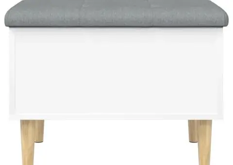 Bancă de depozitare, alb, 62x42x46 cm, lemn prelucrat - 5/5