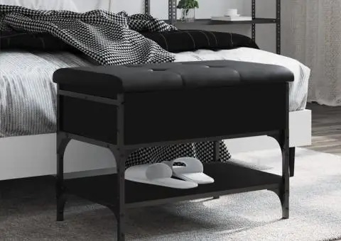 Bancă de pantofi, negru, 62x42x45 cm, lemn prelucrat - 1/5