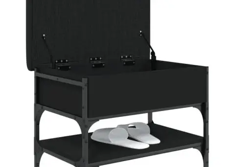 Bancă de pantofi, negru, 62x42x45 cm, lemn prelucrat - 4/5