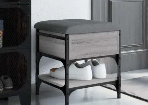 Bancă de pantofi, gri sonoma, 42x42x45 cm, lemn prelucrat - 1/5