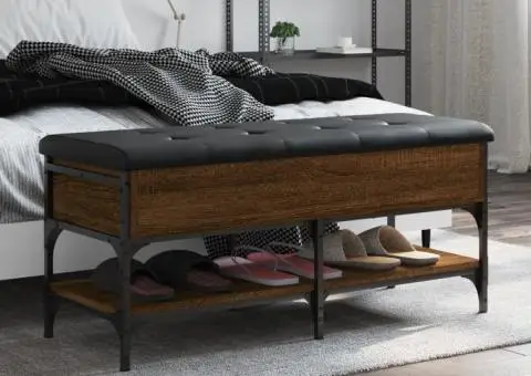 Bancă de pantofi, stejar maro, 102x42x45 cm, lemn prelucrat - 1/5