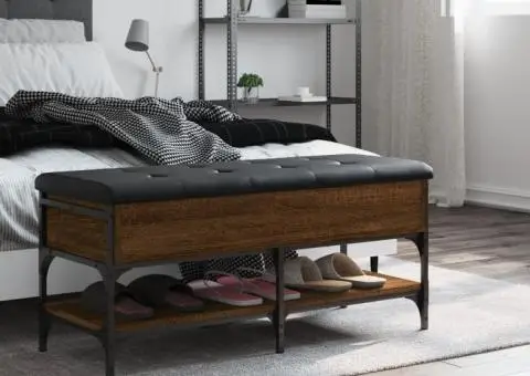 Bancă de pantofi, stejar maro, 102x42x45 cm, lemn prelucrat - 3/5