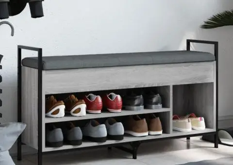 Bancă de pantofi, gri sonoma, 105,5x32x57,5 cm, lemn prelucrat - 1/5